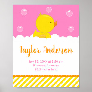 Poster Canard en caoutchouc Statistiques de naissance jau