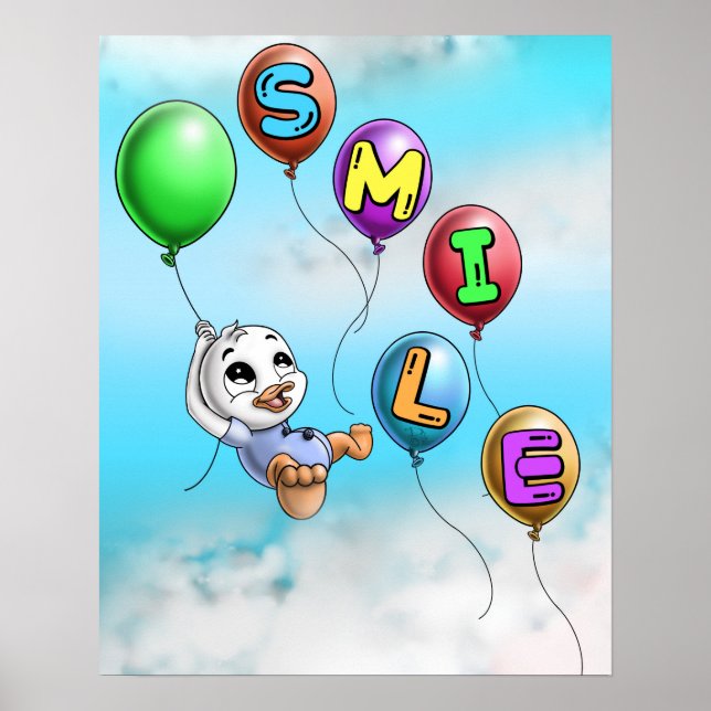 Poster Canard et ballons (Devant)
