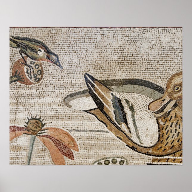 Poster Canard et oiseau, Mosaïque du Nil, Maison de la Fa (Devant)