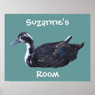 Poster Canard noir mignon chambre d'enfants Personnalisé
