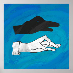 Poster Canard noir sur bleu