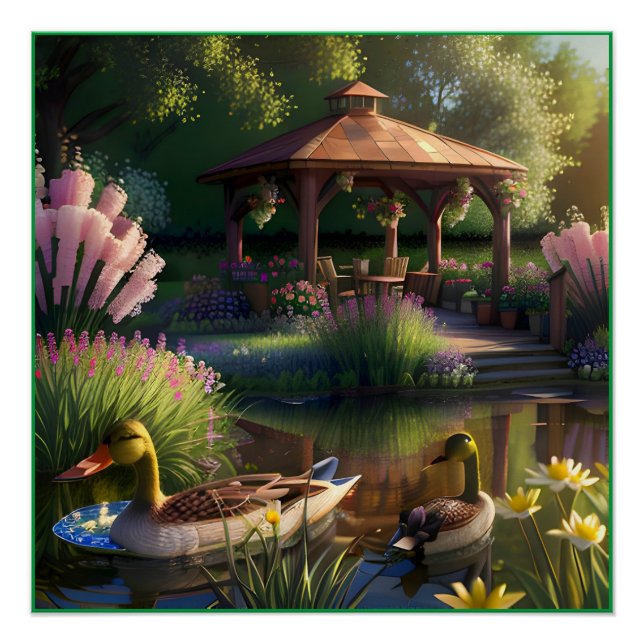 Poster Canards dans l'étang (Devant)