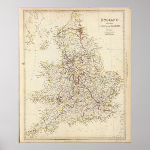 Poster Canaux de l'Angleterre, chemins de fer