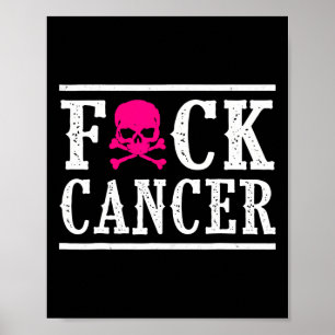 Poster Cancer Crâne et os croisés Squelette Cancer du sei