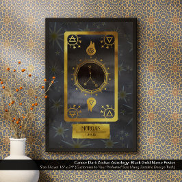 Poster Cancer Dark Zodiac Astrologie : Black Gold Nom