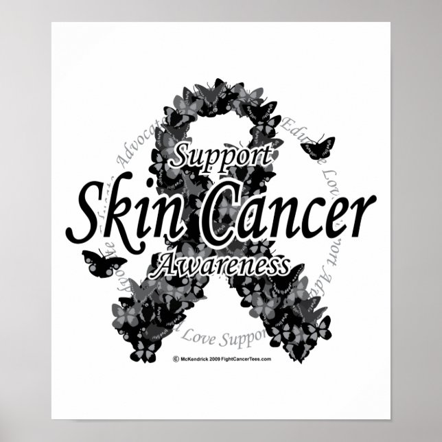 Poster Cancer de la peau Ruban des papillons (Devant)