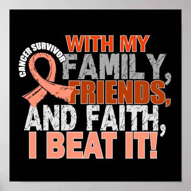 Poster Cancer de l'endométrie Survivant Famille Amis Foi (Devant)