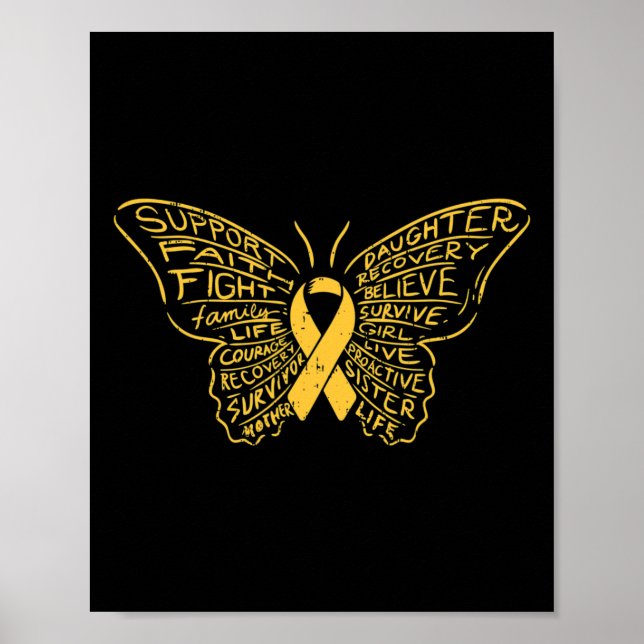 Poster Cancer de l'enfance Ruban Papier à ruban Soutien à (Devant)