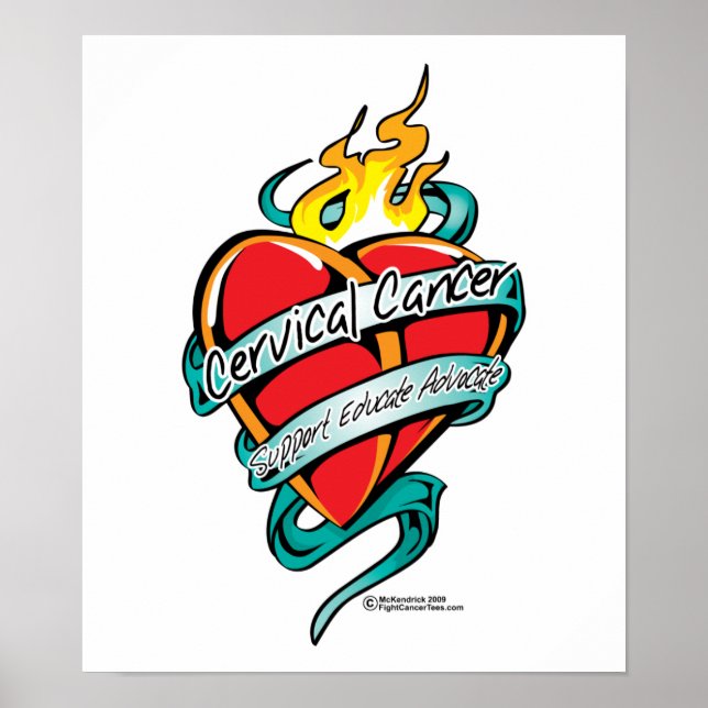 Poster Cancer du col utérin Coeur de tatouage (Devant)
