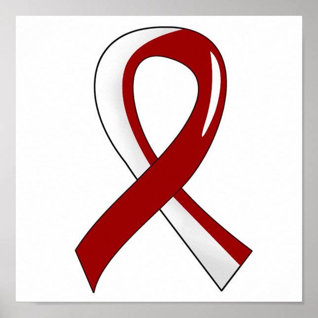 Poster Cancer du cou de la tête Burgundy Ruban blanc 3 (Devant)