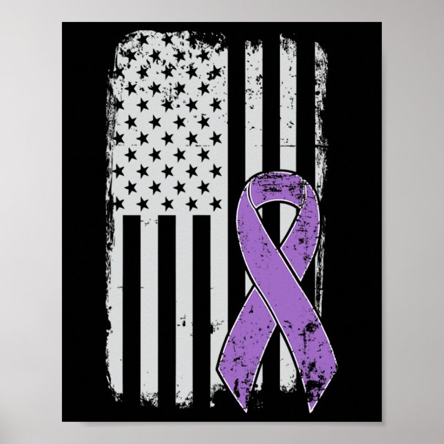 Poster Cancer du pancréas Drapeau américain - Sensibilisa (Devant)