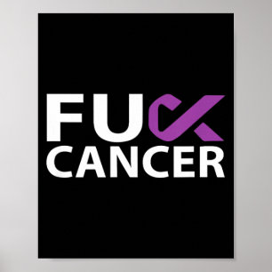 Poster Cancer du pancréas F U Fu Ruban Violet Cancer