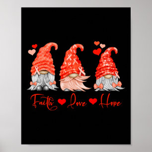 Poster Cancer du sang Foi Espoir Amour Gnomes Rouges Cœur