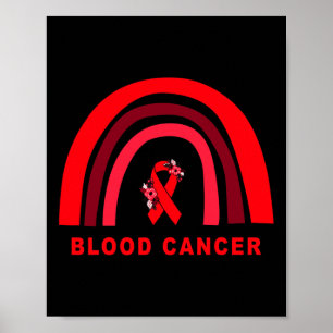 Poster Cancer du sang Ruban rouge floral Mignon Pluie