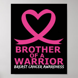 Poster Cancer Du Sein Frère D'Un Guerrier Coeur Rose Ribb