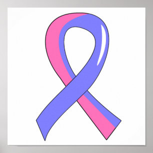 Poster Cancer du sein masculin Ruban bleu rose 3