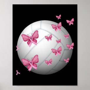 Poster Cancer du sein Pink Ribbon Cute Volleyball Awards