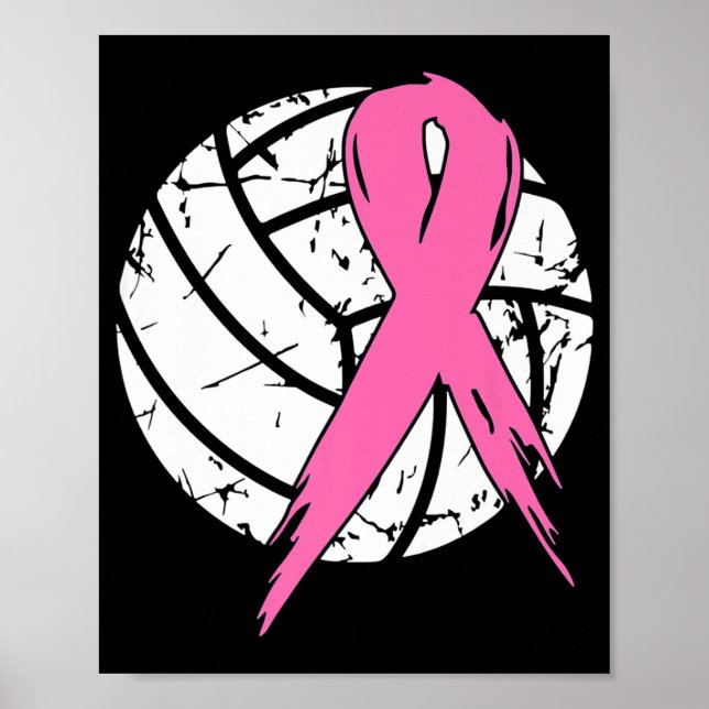 Poster Cancer du sein Pink Ribbon Volleyball Sensibilisat (Devant)
