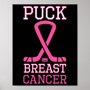 Poster Cancer du sein rose Ruban rose Ice Hockey Cancer D