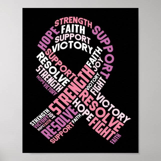 Poster Cancer du sein rose Ruban Sensibilisation au cance (Devant)