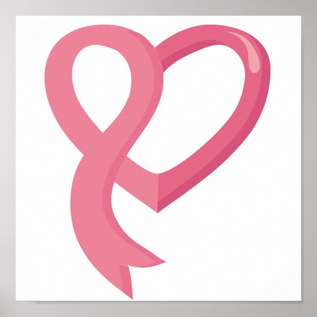 Poster Cancer du sein Ruban du coeur rose (Devant)