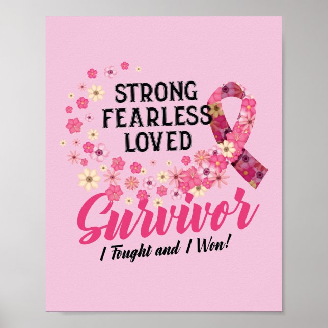 Poster Cancer du sein Survivant Forte sans peur aimée (Devant)