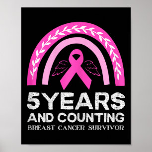 Poster Cancer du sein Survivant Teil 5 ans Cancer Sans Pi