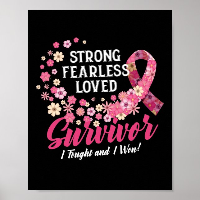 Poster Cancer du sein Survivante Forte Fearless Lowe (Devant)