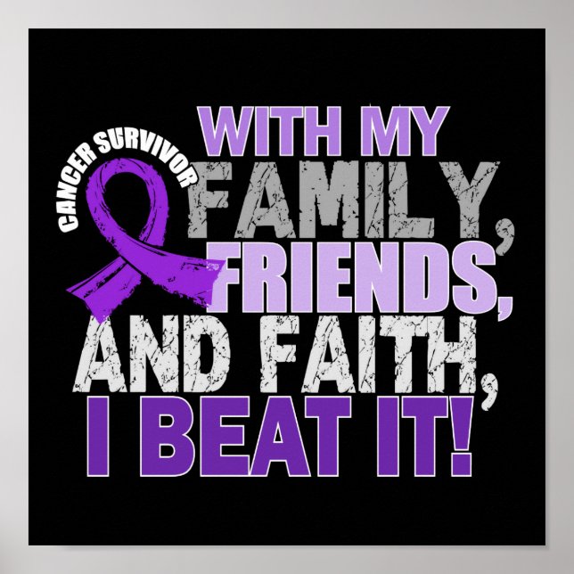 Poster Cancer pancréatique Survivant Famille Amis Foi (Devant)