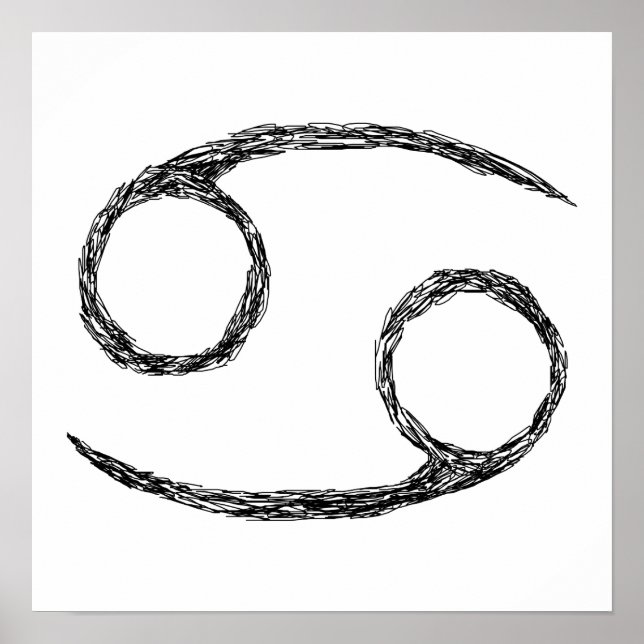 Poster Cancer. Panneau astrologie zodiaque. Noir. (Devant)