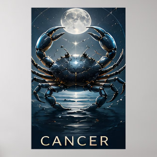 Poster Cancer Signe du zodiaque Crabe Symbole d'astrologi