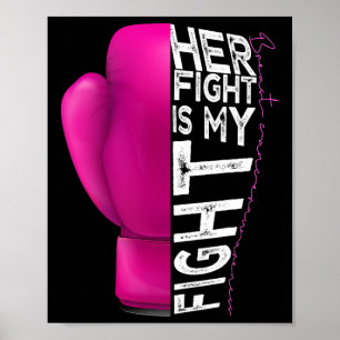 Poster Cancer Son Combat Est Mon Combat Pink Boxe Glove