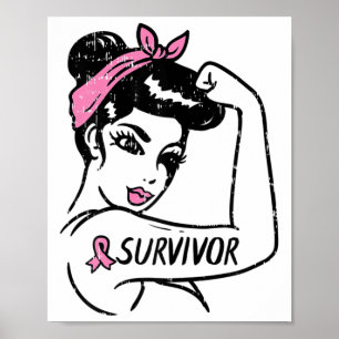 Poster Cancer Survivante Rosie Riveter Sensibilisation ro