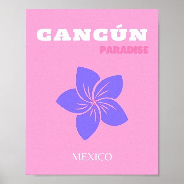 Poster Cancun, Art Tropical, Preppy, Salle Préppy, Rose (Devant)