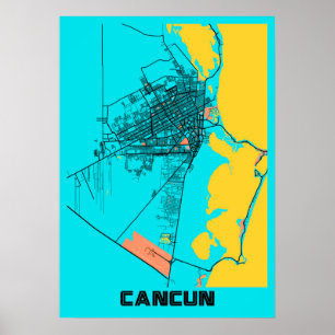 Poster Cancun - Carte de la ville de Mexico Gloria