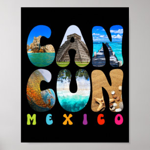 Poster Cancun Mexique 2025 Vacation Beach Matching Famill