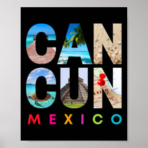 Poster Cancun Mexique 2025 Vacation Beach Matching Famill