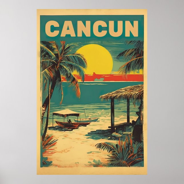 Poster Cancun, Mexique, Voyage (Devant)