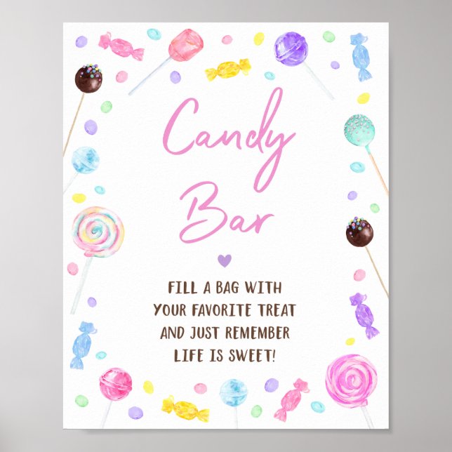 Poster Candy Bar Lollipop Sweet Shop Symbole d'anniversai (Devant)