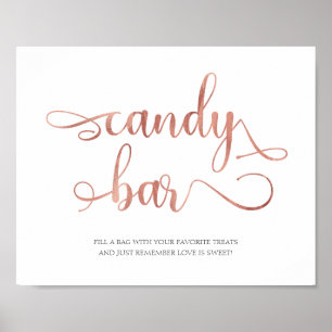 Poster Candy Bar rose or élégant Mariage