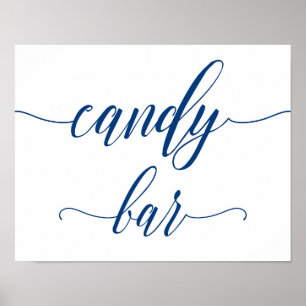 Poster Candy Bar Wedding Sign in Navy Blue Calligraphy