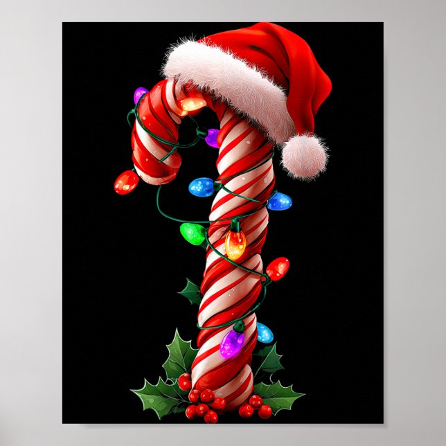 Poster Candy Cane Christmas Design Boys Girls Kids Adults (Devant)