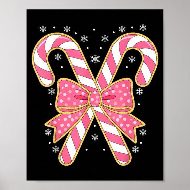 Poster Candy Cane Christmas Season Girls Womens Retro Coq (Devant)