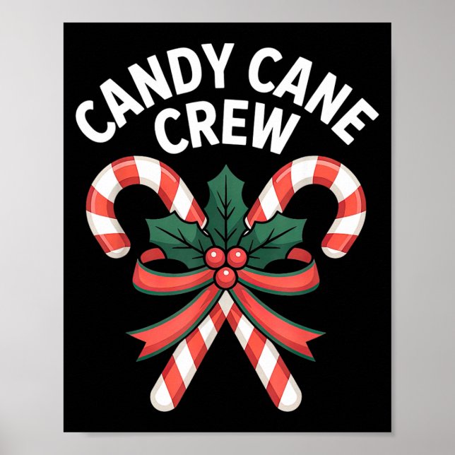 Poster Candy Cane Crew Christmas Girls Boys Kids Adult Ho (Devant)