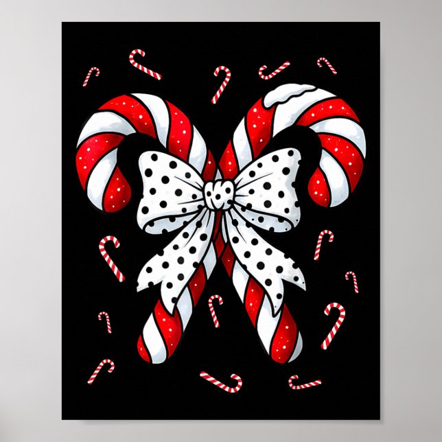 Poster Candy Cane Merry And Bright Red And White Candy Co (Devant)