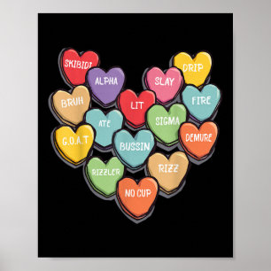 Poster Candy Heart Slang Mots Valentines Day For School,
