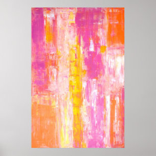 Poster 'Candy Land' Art Abstrait rose et orange