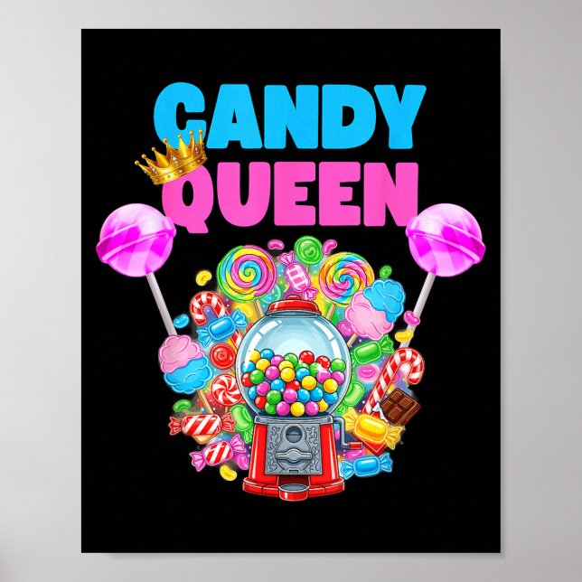 Poster Candy Queen Shirt Funny Lollip Candy Lover Humor  (Devant)