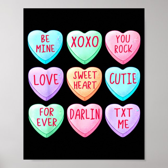 Poster Candy Sweet Hearts Love Valentines Day Shirt Women (Devant)