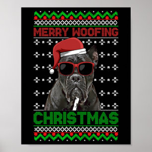 Poster Cane Corso Chien drôle Merry Woofing Noël